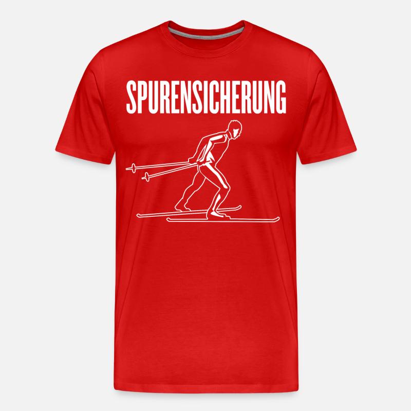 Langlauf Langläufer Langlaufen Spurensicherung - Männer Premium Bio T-Shirt - Rot