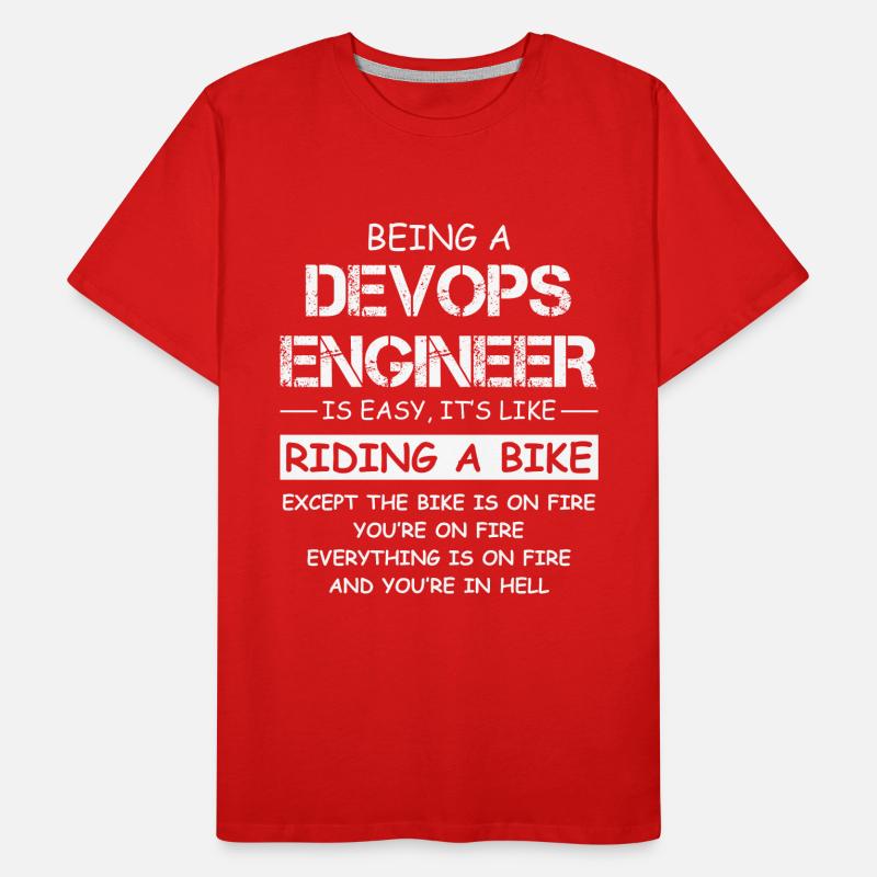 DevOps Engineer Fire Motorcycle Quote Men's Premium Organic T-Shirt