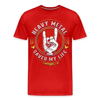 Heavy Metal Musik - Mano cornuta - Metal saved me - Männer Premium Bio T-Shirt - Rot - Vorne - Damien (186cm)