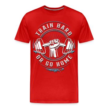 Train hard or go Home - Männer Premium Bio T-Shirt - Rot - Vorne - Damien (186cm)