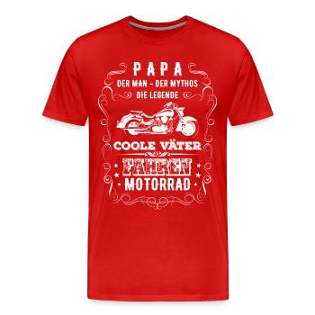 Papa Motorrad Motorradfahrer Vatertag Geschenk - Männer Premium Bio T-Shirt - Rot - Vorne - Damien (186cm)