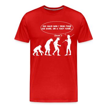 évolution inversée - T-shirt bio Premium Homme - rouge - Devant - Damien (186cm)