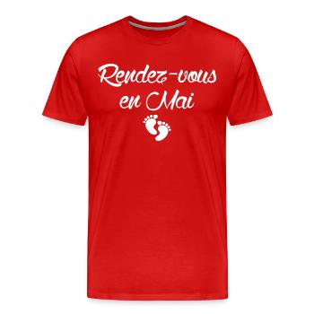 Rendez-vous en Mai grossesse - T-shirt bio Premium Homme - rouge - Devant - Damien (186cm)
