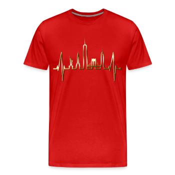 New York Skyline Herzschlag Herz Puls USA Geschenk - Männer Premium Bio T-Shirt - Rot - Vorne - Damien (186cm)