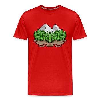Montagne montagne - T-shirt bio Premium Homme - rouge - Devant - Damien (186cm)