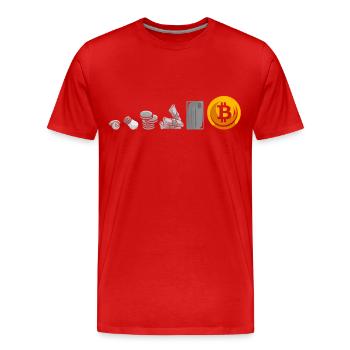 Evolution Of Money Geld Bitcoin Plan B Crypto - Men's Premium Organic T-Shirt - red - Front - Damien (186cm)