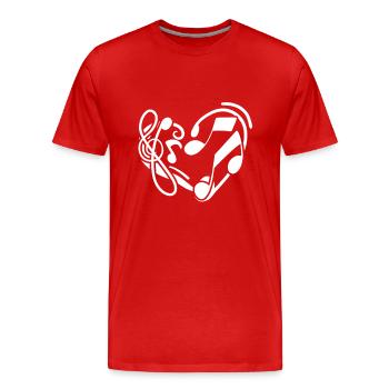 Musique Note de musique Amour - T-shirt bio Premium Homme - rouge - Devant - Damien (186cm)