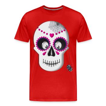 Sugar Skull - Men's Premium Organic T-Shirt - red - Front - Damien (186cm)