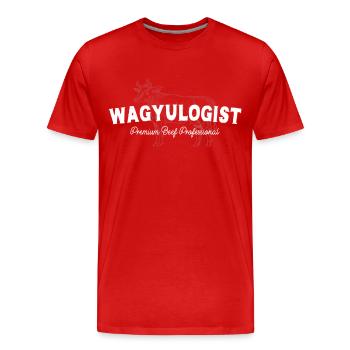 Wagyulogist Wagyu Beef GrillMaster Japan Steak - Men's Premium Organic T-Shirt - red - Front - Damien (186cm)