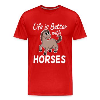 Horse saying horses girls - Men's Premium Organic T-Shirt - red - Front - Damien (186cm)