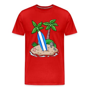 Île avec planche de surf - T-shirt bio Premium Homme - rouge - Devant - Damien (186cm)