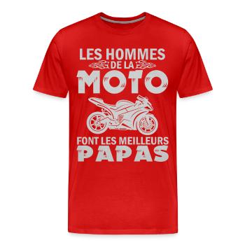 Les hommes de la moto font les meilleurs papas - T-shirt bio Premium Homme - rouge - Devant - Damien (186cm)