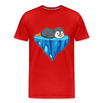 Pinguin Eisscholle - Männer Premium Bio T-Shirt - Rot - Vorne - Damien (186cm)