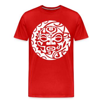 Tête de mort polynésienne blanche - T-shirt bio Premium Homme - rouge - Devant - Damien (186cm)
