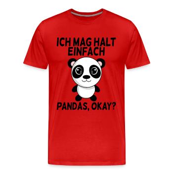Ich mag Pandas - Männer Premium Bio T-Shirt - Rot - Vorne - Damien (186cm)