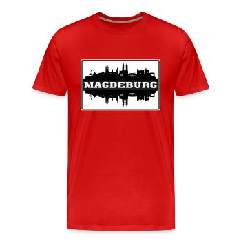 Magdebourg Allemagne Voyage Souvenir Skyline Silhouet - T-shirt bio Premium Homme - rouge - Devant - Damien (186cm)