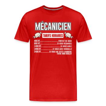Mécanicien Tarifs Horaires - T-shirt bio Premium Homme - rouge - Devant - Damien (186cm)
