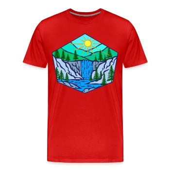 Natur Wasserfall Umwelt Bäume - Männer Premium Bio T-Shirt - Rot - Vorne - Damien (186cm)
