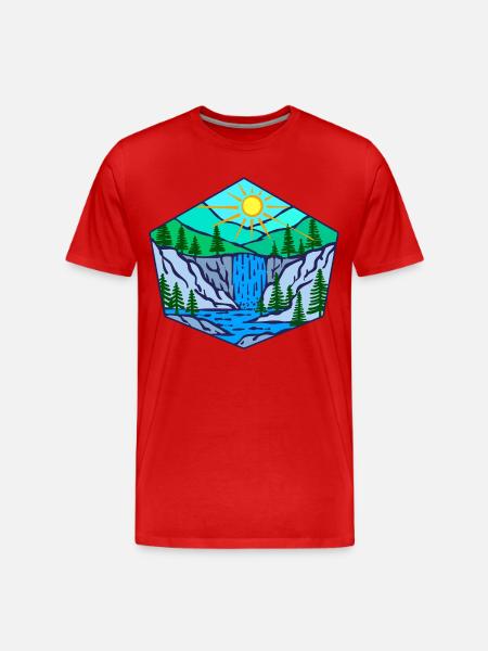 Natur Wasserfall Umwelt Bäume - Männer Premium Bio T-Shirt - Rot