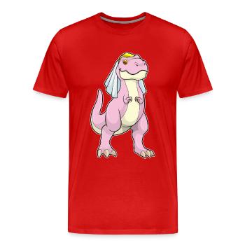 Dinosaurier Braut Schleier Hochzeit - Männer Premium Bio T-Shirt - Rot - Vorne - Damien (186cm)