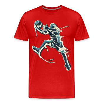 Basket - basket-ball en bleu - Jordan - T-shirt bio Premium Homme - rouge - Devant - Damien (186cm)