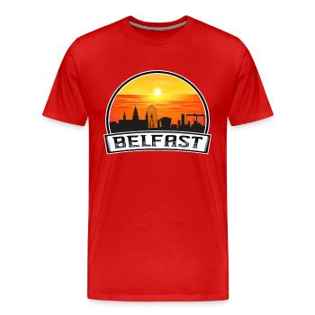 Belfast Irlande du Nord Skyline Vintage Sunset Tr - T-shirt bio Premium Homme - rouge - Devant - Damien (186cm)