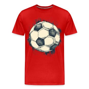 Retro Fussball - Soccer Ball - Fussballspieler - Männer Premium Bio T-Shirt - Rot - Vorne - Damien (186cm)
