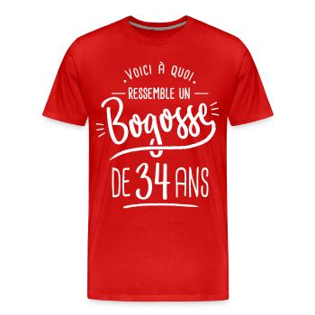 bogosse 34 ans cadeau humour anniversaire 34 ans - T-shirt bio Premium Homme - rouge - Devant - Damien (186cm)