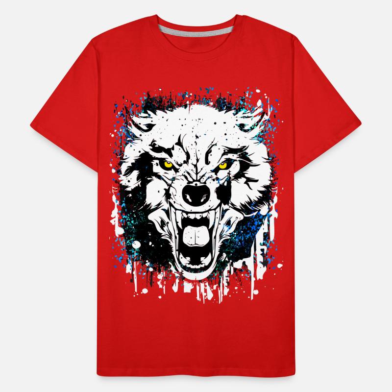 Wolf - Wölfe - Werwolf - Wolfsrudel - Vollmond Männer Premium Bio T-Shirt