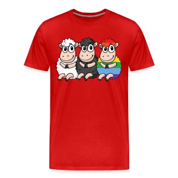 Schwarzes Schaf - Regenbogen Schaf - Männer Premium Bio T-Shirt - Rot - Vorne - Damien (186cm)