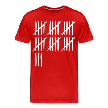 33 Geburtstag Strichliste - 33 Jahre alt - Männer Premium Bio T-Shirt - Rot - Vorne - Damien (186cm)