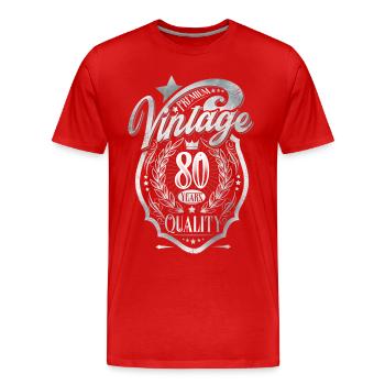 80e anniversaire Vintage - T-shirt bio Premium Homme - rouge - Devant - Damien (186cm)