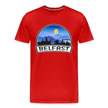 Belfast Irlande du Nord Skyline Vintage Sunset Tr - T-shirt bio Premium Homme - rouge - Devant - Damien (186cm)
