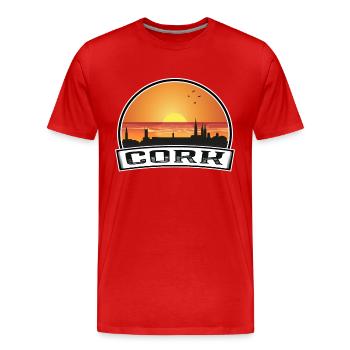 Cork Ireland Skyline Vintage Sunset Travel Souveni - Men's Premium Organic T-Shirt - red - Front - Damien (186cm)
