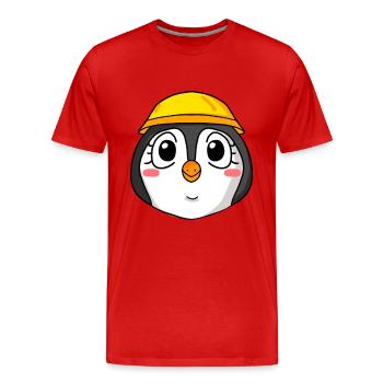 Penguin Construction Site - Men's Premium Organic T-Shirt - red - Front - Damien (186cm)