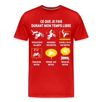 moto motard passion moto cadeau humour moto - T-shirt bio Premium Homme - rouge - Devant - Damien (186cm)