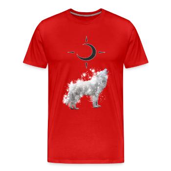 Wolf's Kunst mit Halbmond - Männer Premium Bio T-Shirt - Rot - Vorne - Damien (186cm)