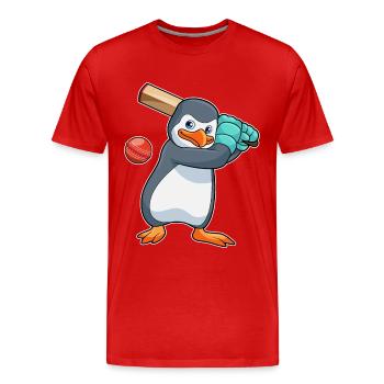 Penguin Cricket Cricket Bat - Men's Premium Organic T-Shirt - red - Front - Damien (186cm)