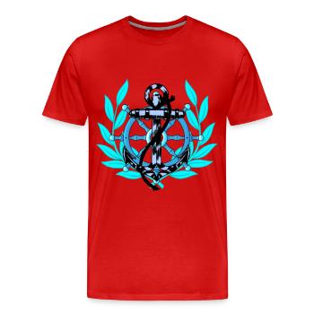 Ancre de volant Maritime Seafarers Ahoy Ship - T-shirt bio Premium Homme - rouge - Devant - Damien (186cm)