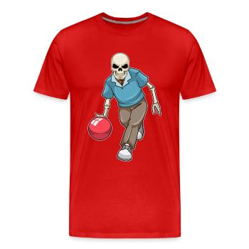 Boule de bowling squelette - T-shirt bio Premium Homme - rouge - Devant - Damien (186cm)