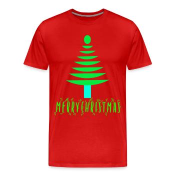 Neon-Kiefern-Weihnachtsbaum - Männer Premium Bio T-Shirt - Rot - Vorne - Damien (186cm)