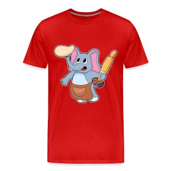 Elefant Bäcker Nudelholz Backen - Männer Premium Bio T-Shirt - Rot - Vorne - Damien (186cm)