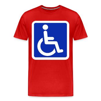 Symbol für Standard-Rollstuhl für Behinderte # - Männer Premium Bio T-Shirt - Rot - Vorne - Damien (186cm)