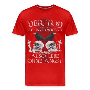 Der Tod ist Unvermeidbar - Männer Premium Bio T-Shirt - Rot - Vorne - Damien (186cm)
