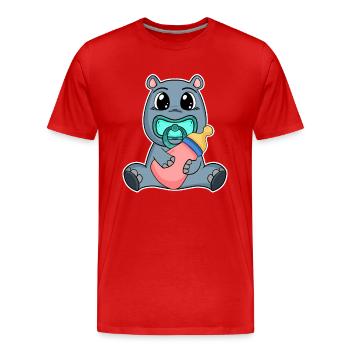 Baby Nilpferd - Männer Premium Bio T-Shirt - Rot - Vorne - Damien (186cm)