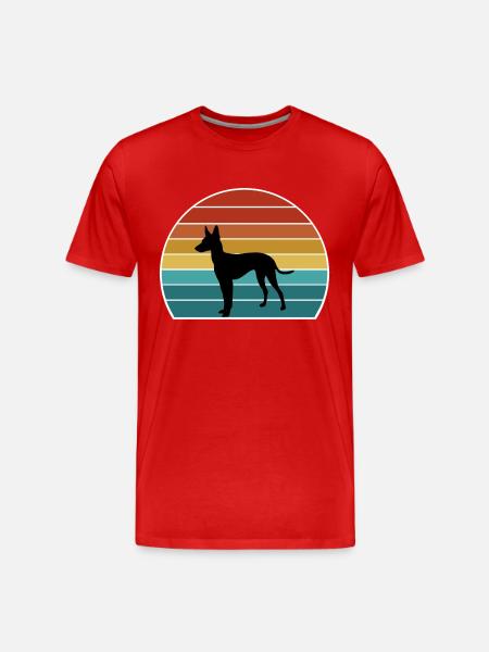 Cirneco Dell Etna Hund Silhouette Vintage Solnedgang for - Herre Premium T-shirt økologisk - rød