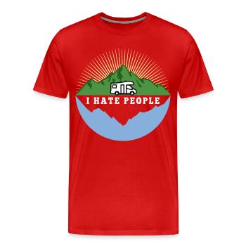 I hate people - Camping Nature Solitude - T-shirt bio Premium Homme - rouge - Devant - Damien (186cm)