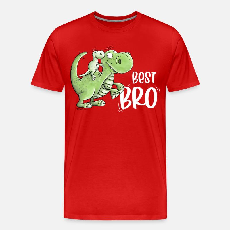 Geschwister Dinosaurier I Bester Bruder - Männer Premium Bio T-Shirt - Rot