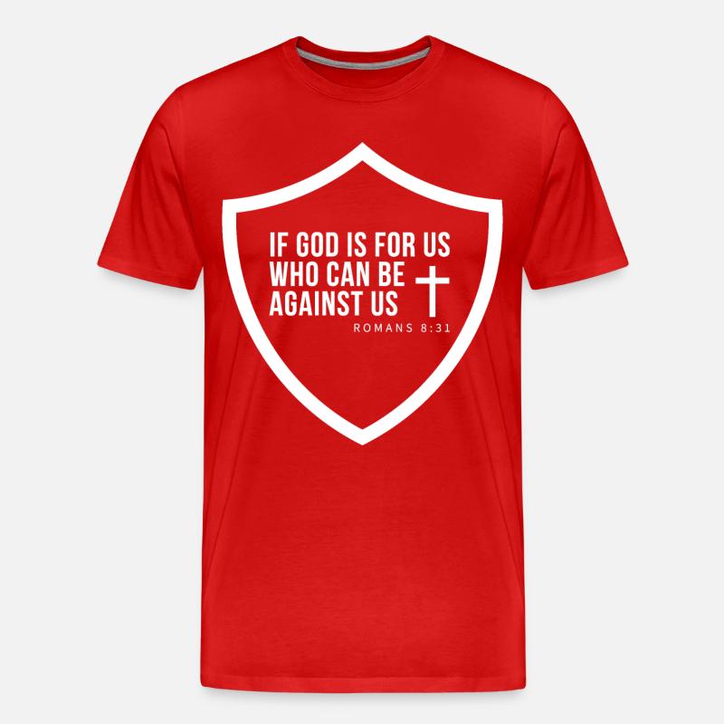 Glaubensschild Romans 8:31 - Männer Premium Bio T-Shirt - Rot