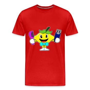 Zitrone Friseur Kamm  - Männer Premium Bio T-Shirt - Rot - Vorne - Damien (186cm)